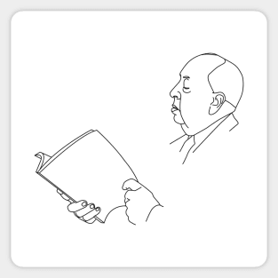 Alfred Hitchcock minimal line drawing Sticker